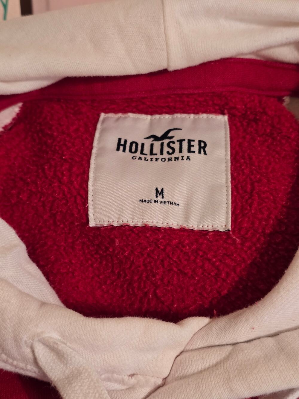 Mens Hollister Hoodie Color Block Red White Excellent Condition Size Medium